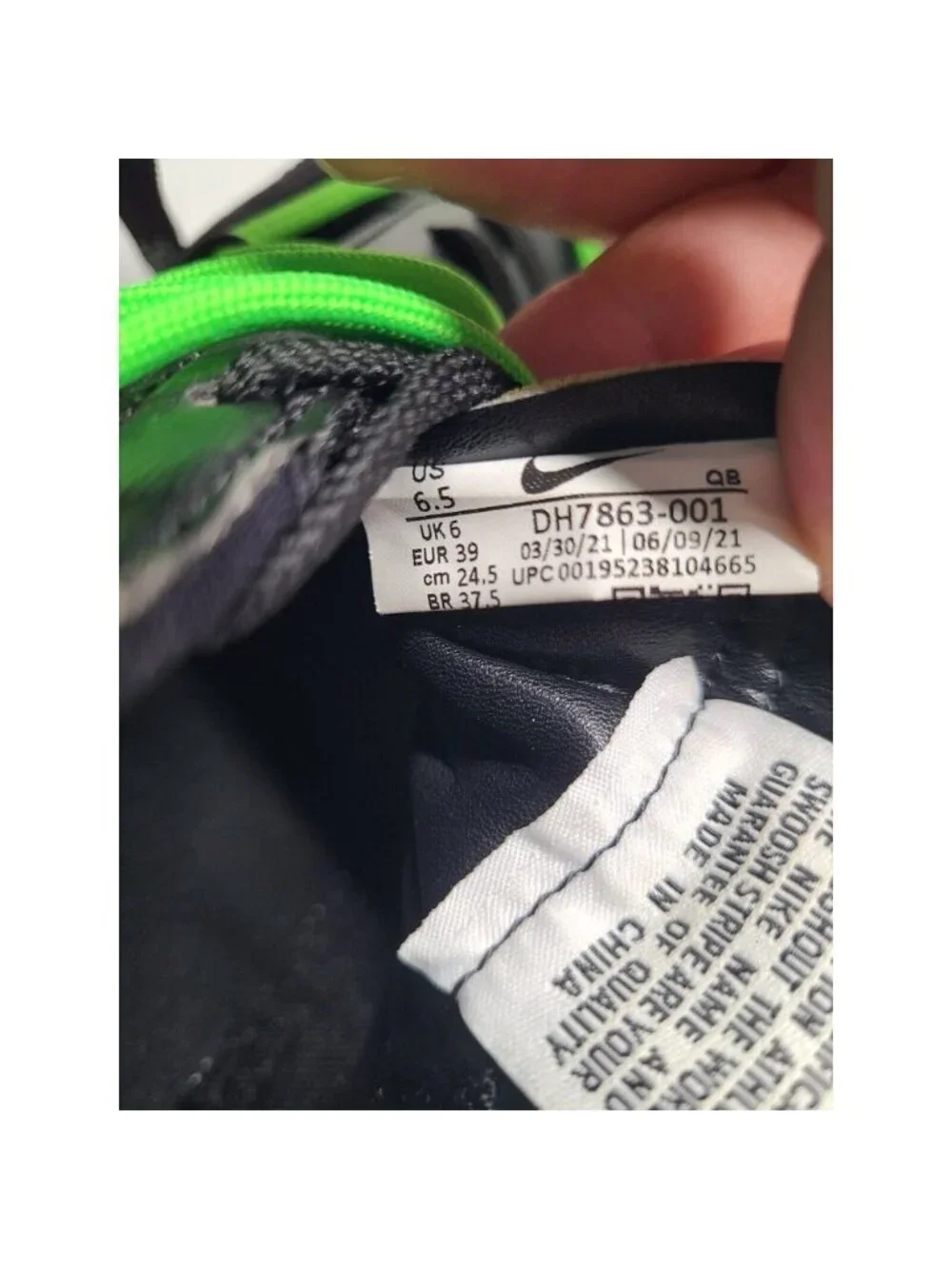 Nike Blazer Low x Off-White ‘77 Black Electro Green Mens Size 6.5 DH7863-100